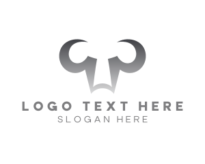 Ox - Mettalic Bull Horns logo design