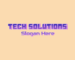 Technological - Purple Gradient Gamer Wordmark logo design