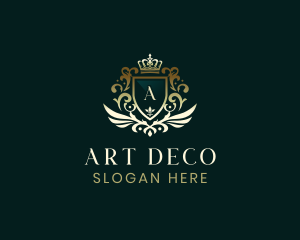 Deco - Royal Crest Wing Crown logo design