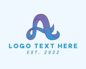 Ribbon - Blue Ribbon Letter A logo design