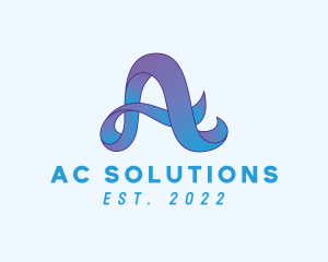 Blue Ribbon Letter A logo design