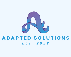 Blue Ribbon Letter A logo design