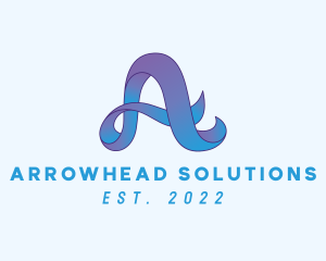 Blue Ribbon Letter A logo design