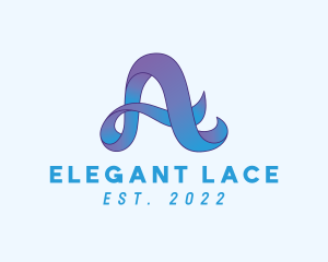 Lace - Blue Ribbon Letter A logo design