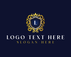 Floral - Crown Shield Ornament logo design