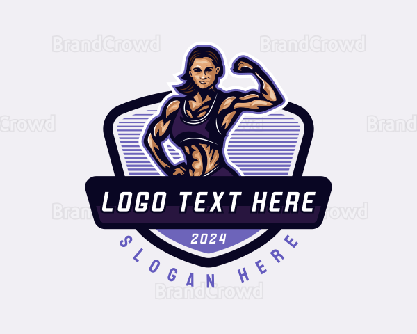 Woman Bodybuilder Muscle Logo