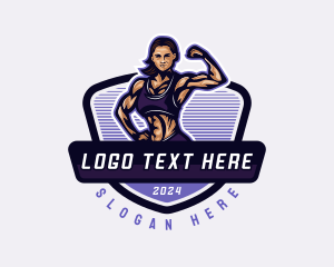 Fitness - Woman Bodybuilder Muscle logo design