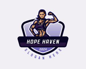 Masculine - Woman Bodybuilder Muscle logo design