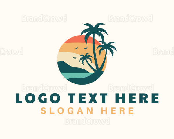 Tropical Beach Trees Logo