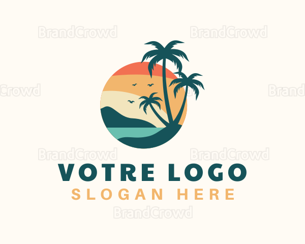 Tropical Beach Trees Logo