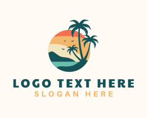 Vacation - Tropical Beach Trees logo design