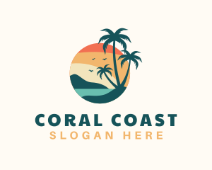 Tropical Beach Trees logo design