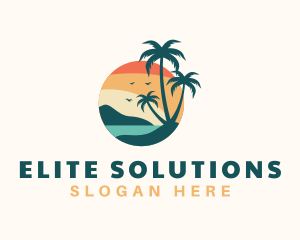 Vacation - Tropical Beach Trees logo design