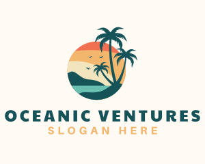 Tropical Beach Trees logo design