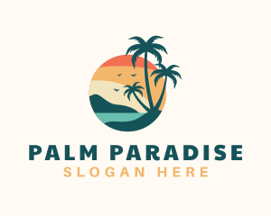 Tropical Beach Trees logo design