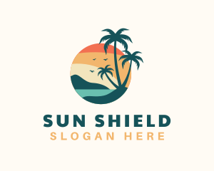 Tropical Beach Trees logo design