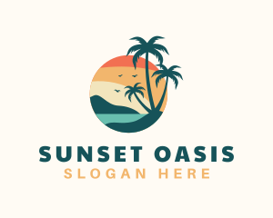 Tropical Beach Trees logo design