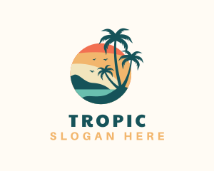 Tropical Beach Trees logo design