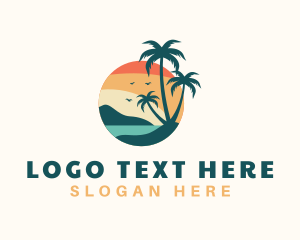 Ocean - Tropical Beach Trees logo design