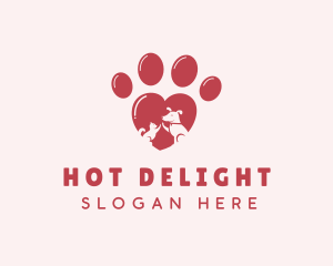 Heart Cat Dog Paw logo design