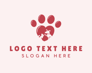 Veterinary Clinic - Heart Cat Dog Paw logo design