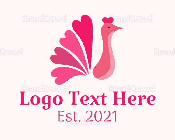 Pink Heart Peacock Logo