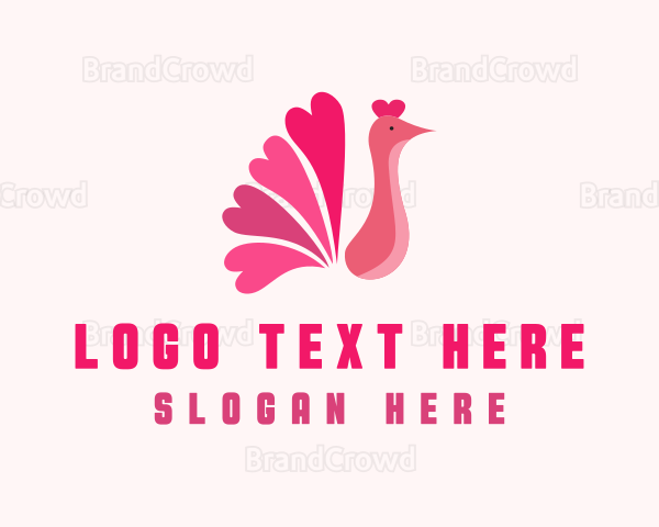 Pink Valentine Peacock Logo