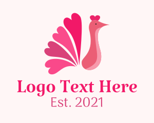 Peafowl - Pink Heart Peacock logo design