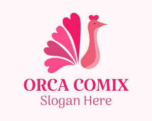 Pink Heart Peacock Logo