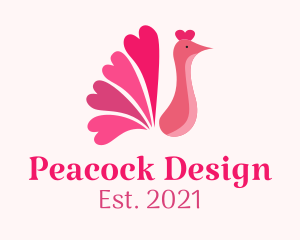 Peacock - Pink Heart Peacock logo design