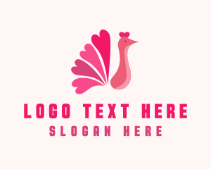 Peacock - Pink Valentine Peacock logo design