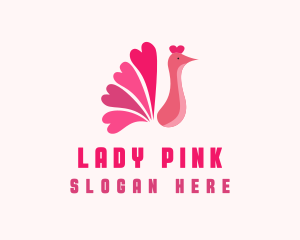 Pink Valentine Peacock logo design