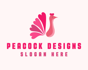 Pink Heart Peacock logo design