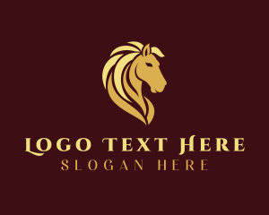 Stallion - Gold Horse Stallion logo design