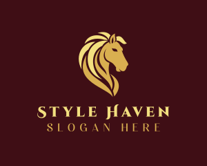 Horse Race - Gold Horse Stallion logo design