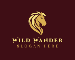 Gold Horse Stallion logo design