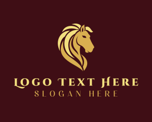 Horse - Gold Horse Stallion logo design
