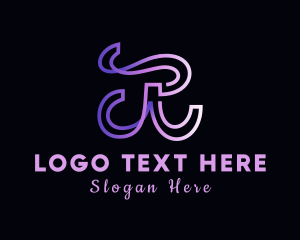 Scent - Ribbon Loop Letter R logo design