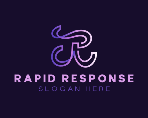 Ribbon Loop Letter R logo design