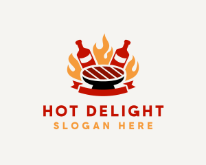 Beer Flame BBQ Grill logo design