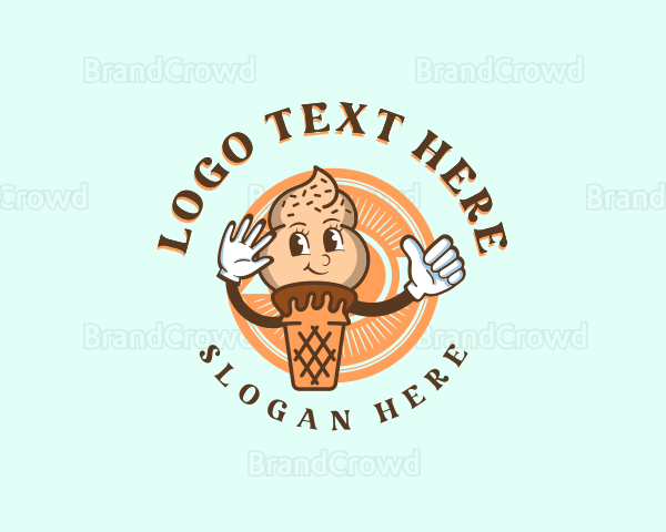 Happy Soft Serve Sundae Logo