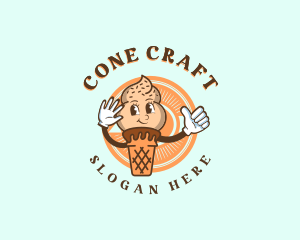 Happy Soft Serve Sundae logo design