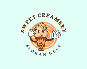 Happy Soft Serve Sundae logo design