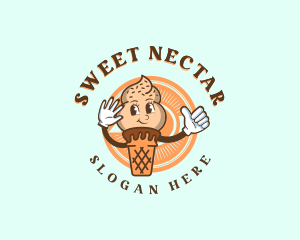 Happy Soft Serve Sundae logo design