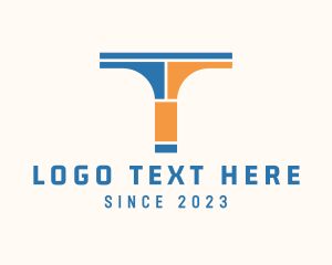 Masonry - Brickwork Structure Letter T logo design