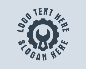 Fixing - Gear Wrench Mechanic Badge logo design
