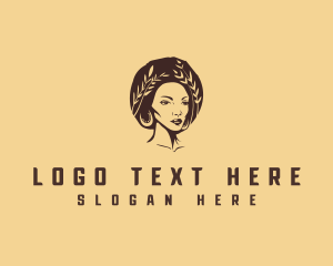Native - Afro Curls Woman logo design