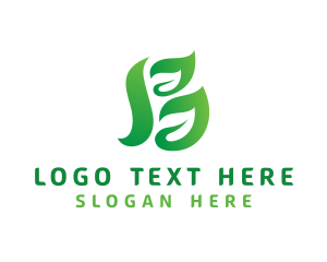 Green - Organic Leaf Letter B logo design
