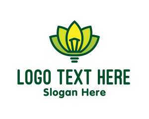 Environmentally Friendly - Light Bulb Lotus logo design