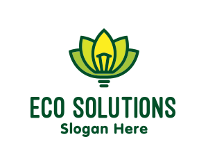 Environmentally Friendly - Light Bulb Lotus logo design